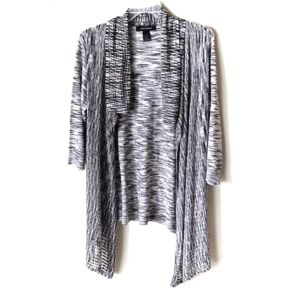 ASHLEY STEWART-Black White Waterfall Cardigan